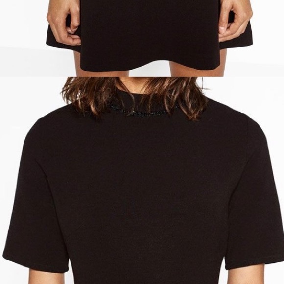 Zara High Neck Black Dress With Beaded Details M - Picture 6 of 6